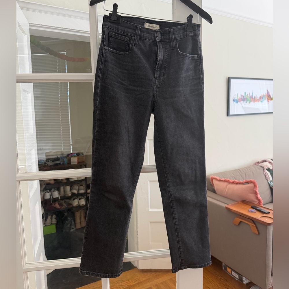 Madewell Washed Black Denim Jeans The Perfect Vintage Crop